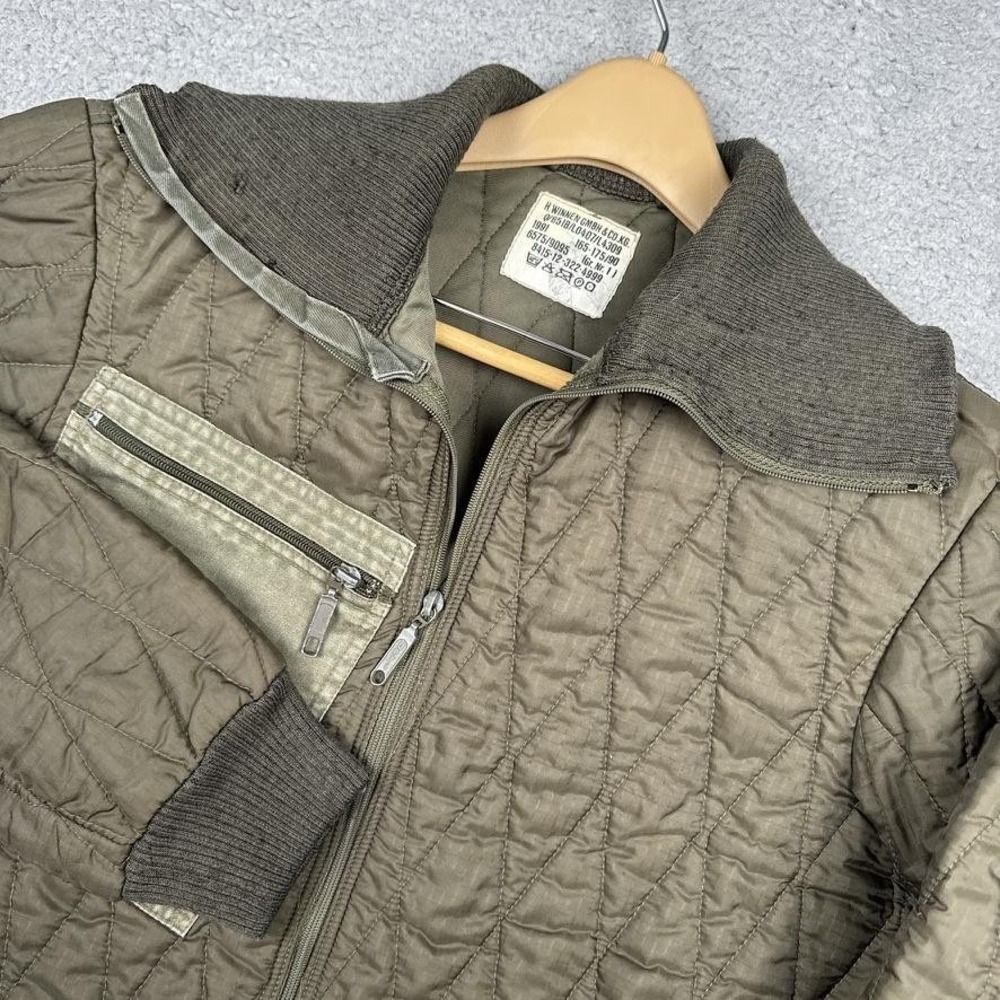 Vintage H. Winnen German Army Jacket Mens 36‎ Green Quilted Nylon Liner 1991 90s